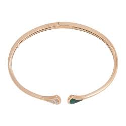 Bvlgari Divas' Dream Malachite Diamond 18K Rose Gold Open Cuff Bracelet L