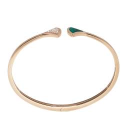 Bvlgari Divas' Dream Malachite Diamond 18K Rose Gold Open Cuff Bracelet L