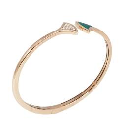 Bvlgari Divas' Dream Malachite Diamond 18K Rose Gold Open Cuff Bracelet L
