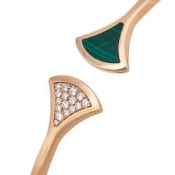 Bvlgari Divas' Dream Malachite Diamond 18K Rose Gold Open Cuff Bracelet L
