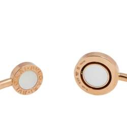Bvlgari Bvlgari Carnelian Mother of Pearl 18k Rose Gold Flip Open Cuff Bracelet S