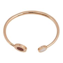 Bvlgari Bvlgari Carnelian Mother of Pearl 18k Rose Gold Flip Open Cuff Bracelet S