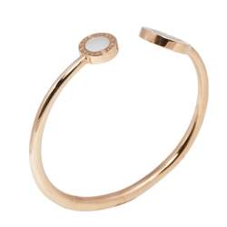 Bvlgari Bvlgari Carnelian Mother of Pearl 18k Rose Gold Flip Open Cuff Bracelet S