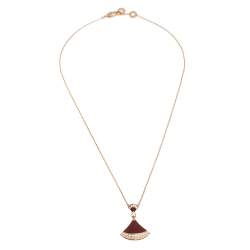 Pre Owned Bvlgari Divas' Dream Carnelian Diamond 18K Rose Gold Pendant Necklace
