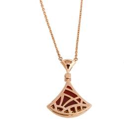 Pre Owned Bvlgari Divas' Dream Carnelian Diamond 18K Rose Gold Pendant Necklace
