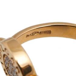 Pre Owned Bvlgari Bvlgari Diamond Jade 18K Rose Gold Flip Ring Size 50 