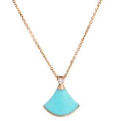 Pre Owned Bvlgari Divas' Dream Turquoise Diamond 18K Rose Gold Pendant Necklace