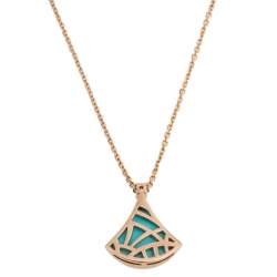 Pre Owned Bvlgari Divas' Dream Turquoise Diamond 18K Rose Gold Pendant Necklace