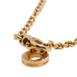 Pre Owned Bvlgari Bvlgari Jade Diamond 18K Rose Gold Pendant Necklace