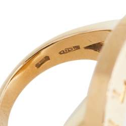 Pre Owned Bvlgari Bvlgari Mother of Pearl 18K Rose Gold Circular Ring Size 51