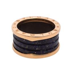 Bvlgari B.Zero1 Lapis Lazuli 18K Rose Gold Band Ring Size 59