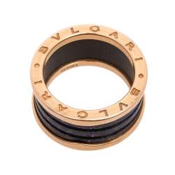 Bvlgari B.Zero1 Lapis Lazuli 18K Rose Gold Band Ring Size 59