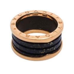 Bvlgari B.Zero1 Lapis Lazuli 18K Rose Gold Band Ring Size 59