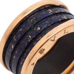 Bvlgari B.Zero1 Lapis Lazuli 18K Rose Gold Band Ring Size 59