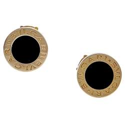 Pre Owned Bvlgari Bvlgari Onyx 18K Yellow Gold Stud Earrings