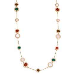 Pre Owned Bvlgari Bvlgari Multi Gemstones 18K Rose Gold Long Necklace 