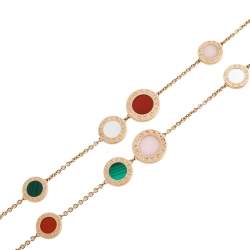 Pre Owned Bvlgari Bvlgari Multi Gemstones 18K Rose Gold Long Necklace 