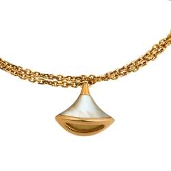 Pre Owned Bvlgari Divas' Dream Mother of Pearl 18k Rose Gold Charm Bracelet M/L