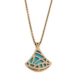 Pre Owned Bvlgari Divas’ Dream Turquoise Diamond 18K Rose Gold Pendant Necklace