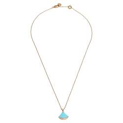 Pre Owned Bvlgari Divas’ Dream Turquoise Diamond 18K Rose Gold Pendant Necklace
