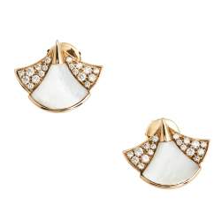 Bvlgari Divas' Dream Mother of Pearl & Diamond 18K Rose Gold Stud Earrings
