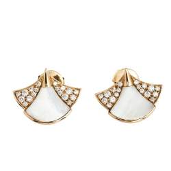 Bvlgari Divas' Dream Mother of Pearl & Diamond 18K Rose Gold Stud Earrings