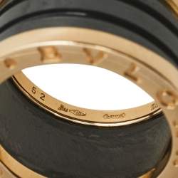 Pre Owned Bvlgari B.Zero1 Black Ceramic 18K Rose Gold 4-Band Ring Size 52