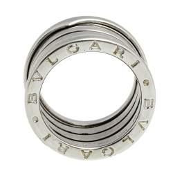 Pre Owned Bvlgari B.Zero1 18K White Gold 4- Band Ring Size 52
