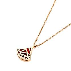 Pre Owned Bvlgari Divas' Dream Carnelian Diamond 18K Rose Gold Necklace