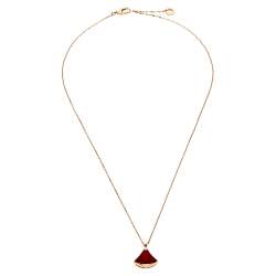 Pre Owned Bvlgari Divas' Dream Carnelian Diamond 18K Rose Gold Necklace