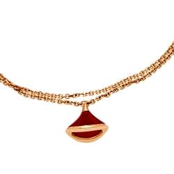 Pre Owned Bvlgari Divas' Dream Carnelian 18K Rose Gold Charm Bracelet M/L