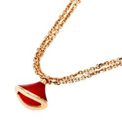 Pre Owned Bvlgari Divas' Dream Carnelian 18K Rose Gold Charm Bracelet M/L