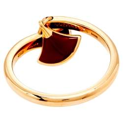 Pre Owned Bvlgari Divas' Dream Carnelian Diamond 18K Rose Gold Ring Size 59
