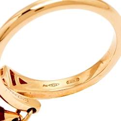 Pre Owned Bvlgari Divas' Dream Carnelian Diamond 18K Rose Gold Ring Size 59