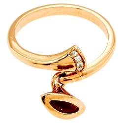 Pre Owned Bvlgari Divas' Dream Carnelian Diamond 18K Rose Gold Ring Size 59