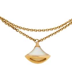 Pre Owned Bvlgari Divas' Dream Mother of Pearl 18K Rose Gold Charm Bracelet M/L