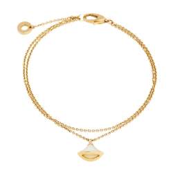 Pre Owned Bvlgari Divas' Dream Mother of Pearl 18K Rose Gold Charm Bracelet M/L