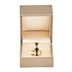 Pre Owned Bvlgari B.Zero1 Black Ceramic 18K Rose Gold 2 Band Ring Size 64