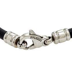 Pre Owned Bvlgari Tondo Heart 18K Yellow Gold & Stainless Steel Large Pendant Cord Necklace