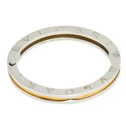 Pre Owned Bvlgari B.Zero1 Stainless Steel & 18K Yellow Gold Oval Bangle Bracelet