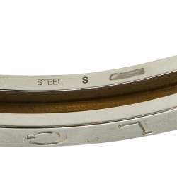 Pre Owned Bvlgari B.Zero1 Stainless Steel & 18K Yellow Gold Oval Bangle Bracelet