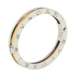 Pre Owned Bvlgari B.Zero1 Stainless Steel & 18K Yellow Gold Oval Bangle Bracelet