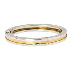 Pre Owned Bvlgari B.Zero1 Stainless Steel & 18K Yellow Gold Oval Bangle Bracelet