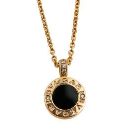 Pre Owned Bvlgari Bvlgari Diamond Mother of Pearl Onyx 18k Rose Gold Pendant Necklace