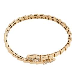Pre Owned Bvlgari Serpenti Viper Diamond 18k Rose Gold Bracelet S