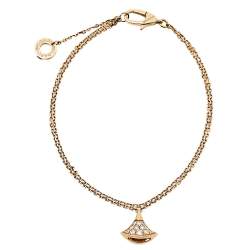 Pre Owned Bvlgari Divas' Dream Diamond 18k Rose Gold Charm Bracelet SM