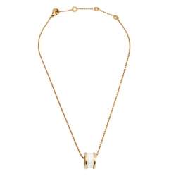 Pre Owned Bvlgari B.Zero1 White Ceramic 18k Rose Gold Pendant Necklace