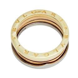Pre Owned Bvlgari B.Zero1 Three Tone Gold Band Ring Size 61