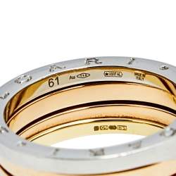 Pre Owned Bvlgari B.Zero1 Three Tone Gold Band Ring Size 61