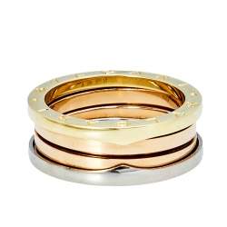 Pre Owned Bvlgari B.Zero1 Three Tone Gold Band Ring Size 61